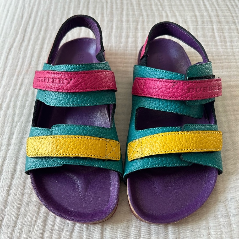 Burberry Kids Sandals - Green, Pink, Yellow, Purple Leather
